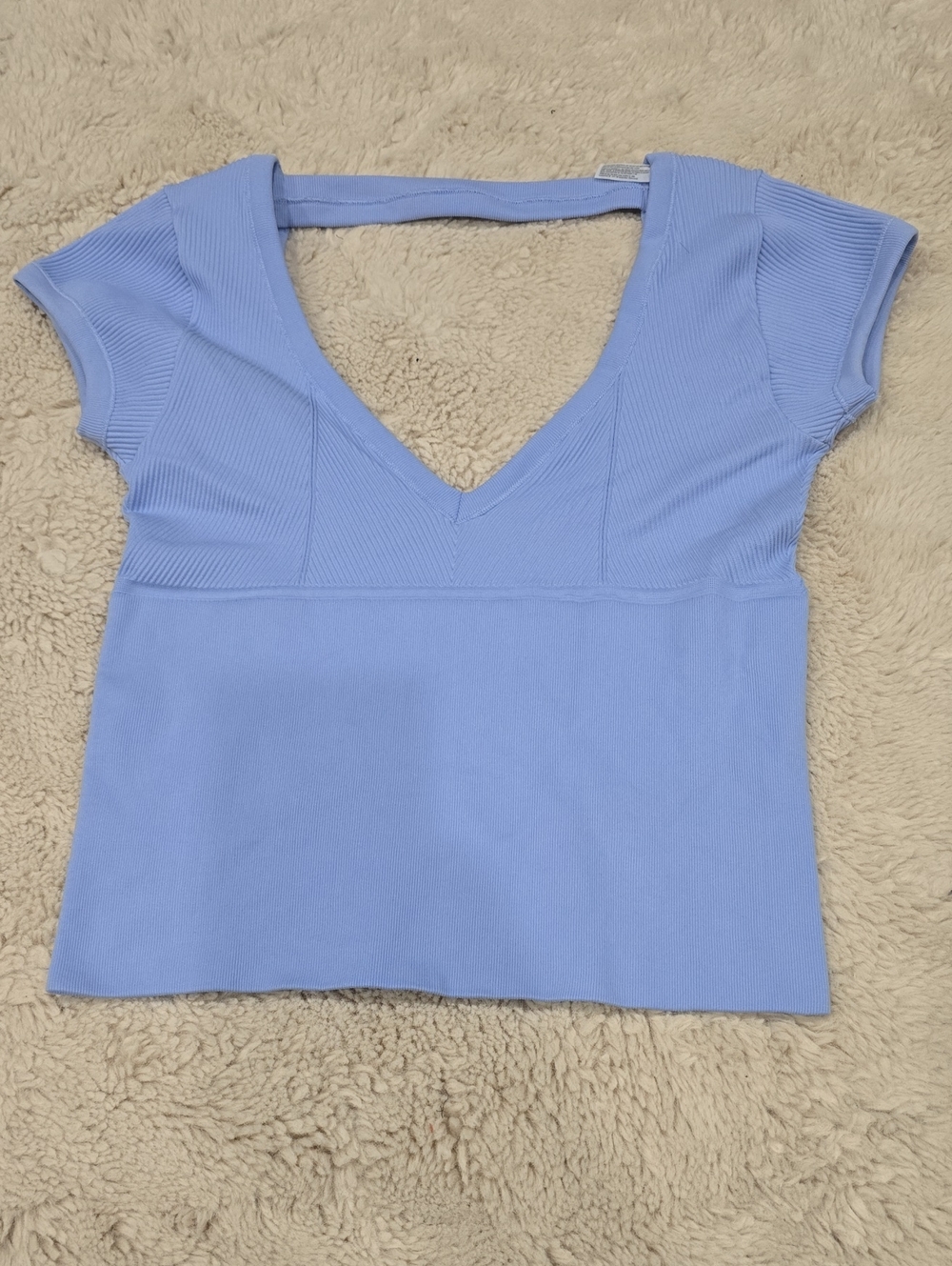 Urban Outfitters Periwinkle V-Neck Ribbed Crop Top